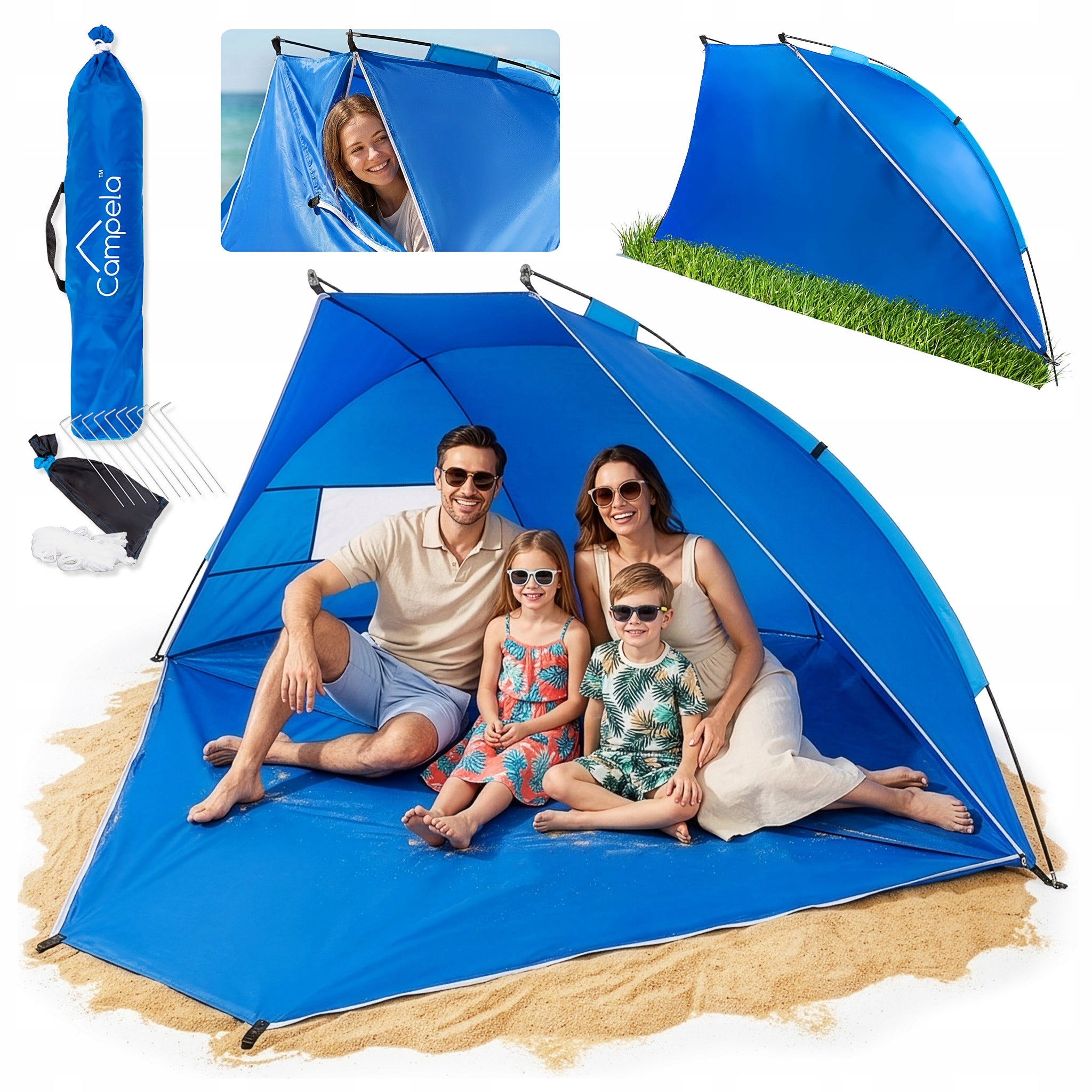 CAMPELA BEACH TENT TOURIST CAMPING SCREEN CLOSED for 3-4 people