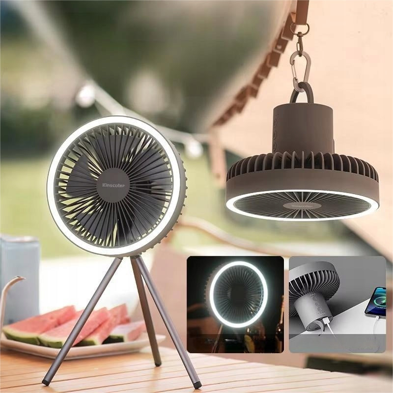 CAMPING FAN 10000MAH CORDLESS WITH LED TRIPOD LIGHTING Packaging status original
