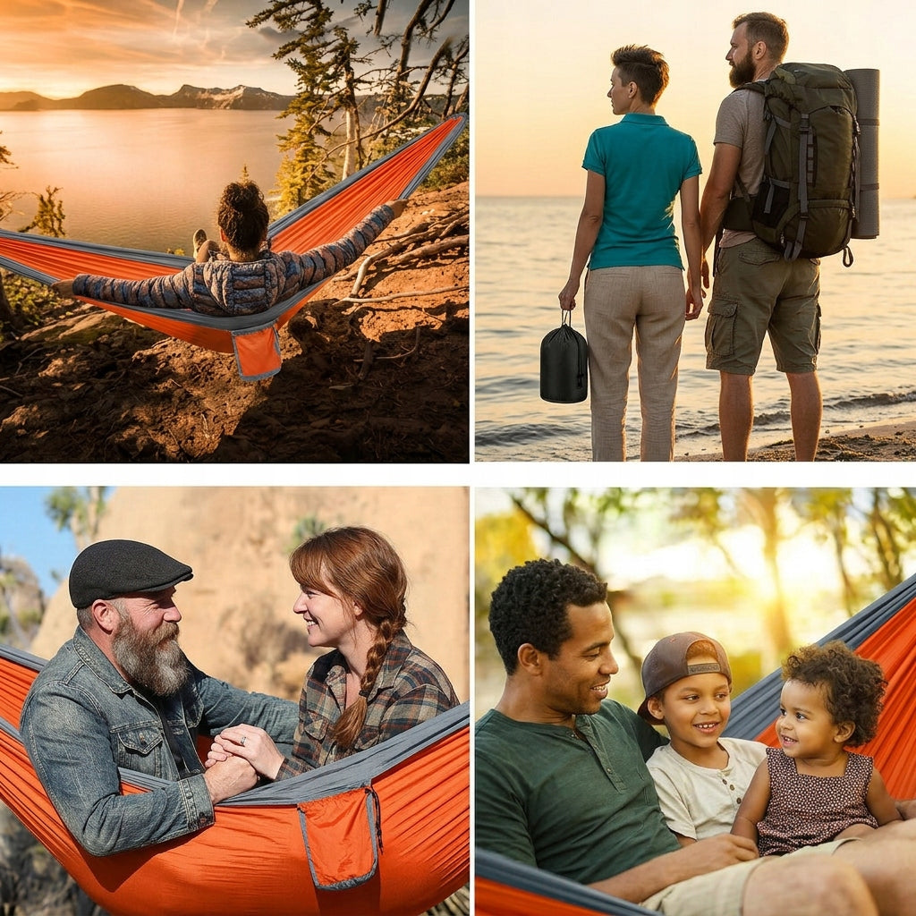 CAMPING HAMMOCK HIKING GARDEN SURVIVAL 270x140 IDEAL FOR TRAVEL Packaging status original
