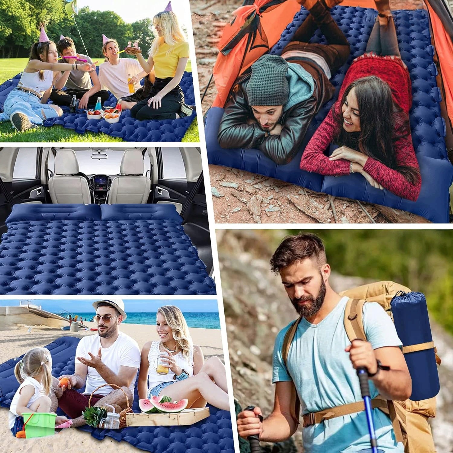 CAMPING MAT TWO-PERSON SELF-INFLATING 200X130X8 CM FOR SLEEPING LIGHT Brand no brand