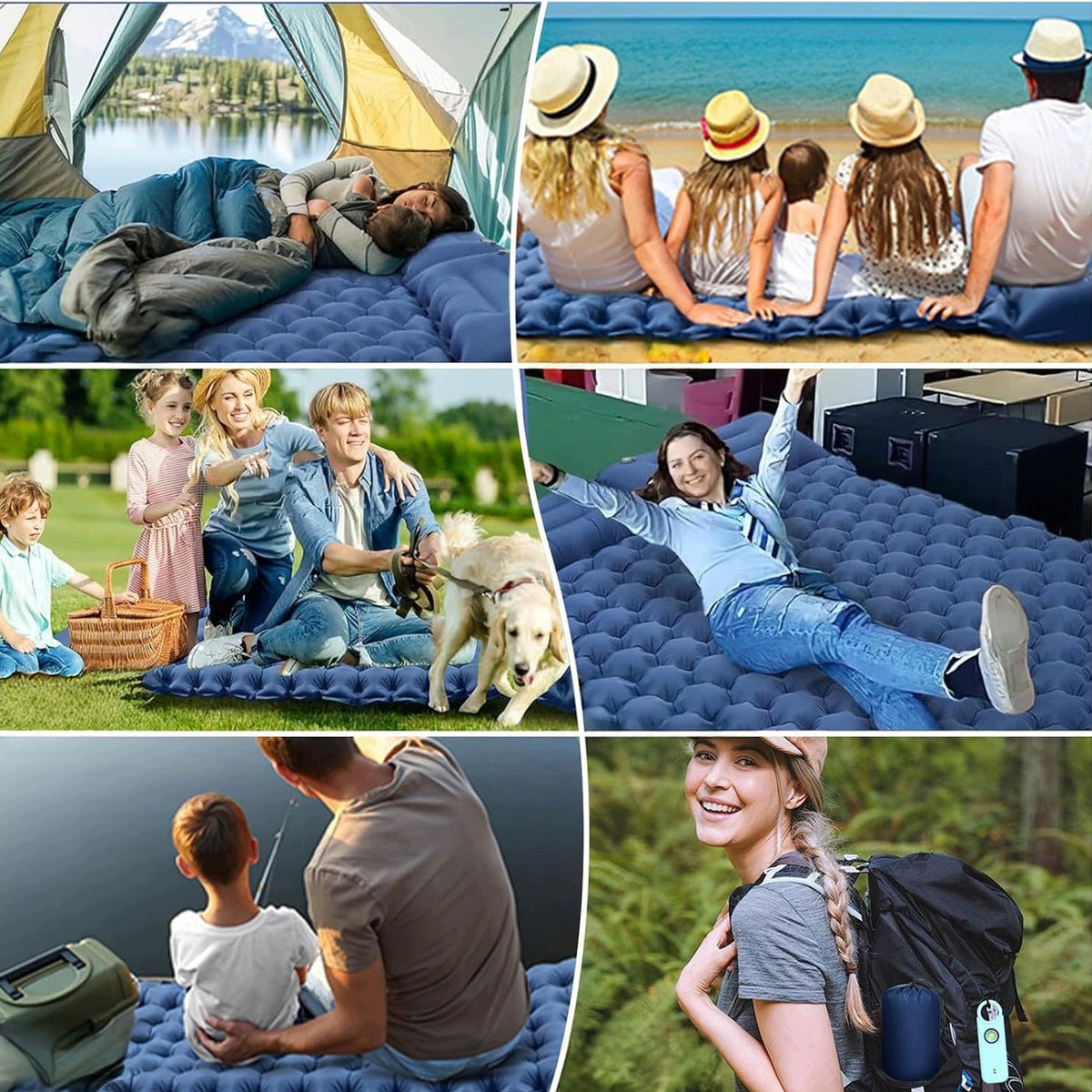 CAMPING MAT TWO-PERSON SELF-INFLATING 200X130X8 CM FOR SLEEPING LIGHT Manufacturer code fdhfhgfj57567