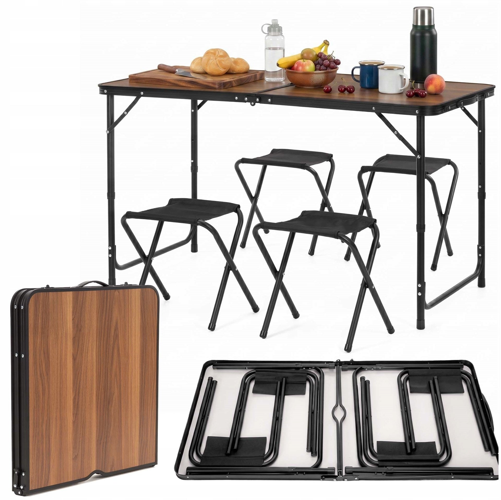 CAMPING SET FOLDING TOURIST GARDEN SUITCASE TABLE + 4 CHAIRS