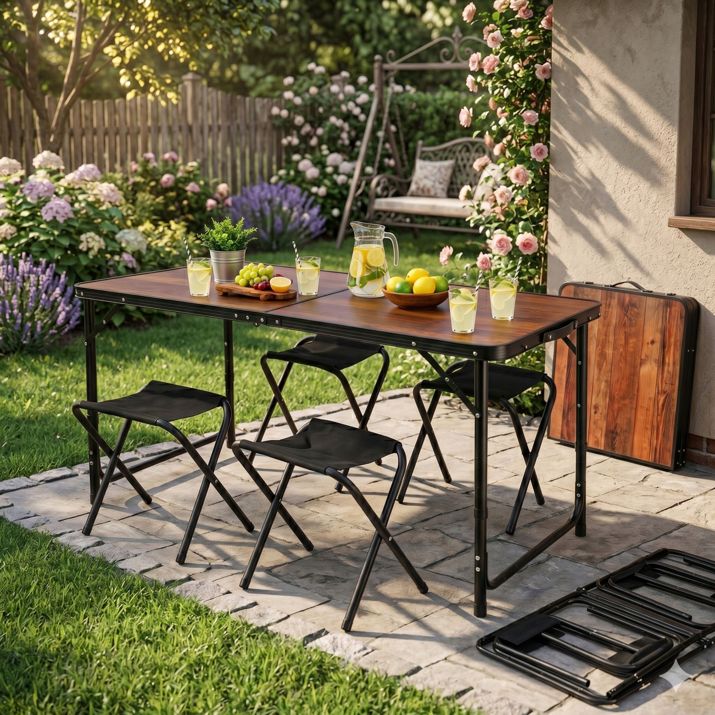 CAMPING SET Folding HIKING Garden Suitcase TABLE + 4 CHAIRS Manufacturer code ZESTAW MEBLI SKŁADANYCH