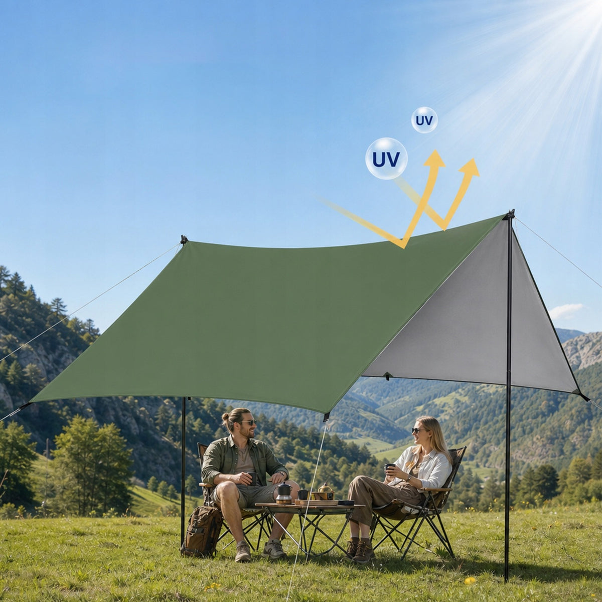CAMPING TARP 3X3M TARPAULIN WATERPROOF LIGHTWEIGHT HAMMOCK TENT UV PROTECTION Manufacturer code 6SP0323MM
