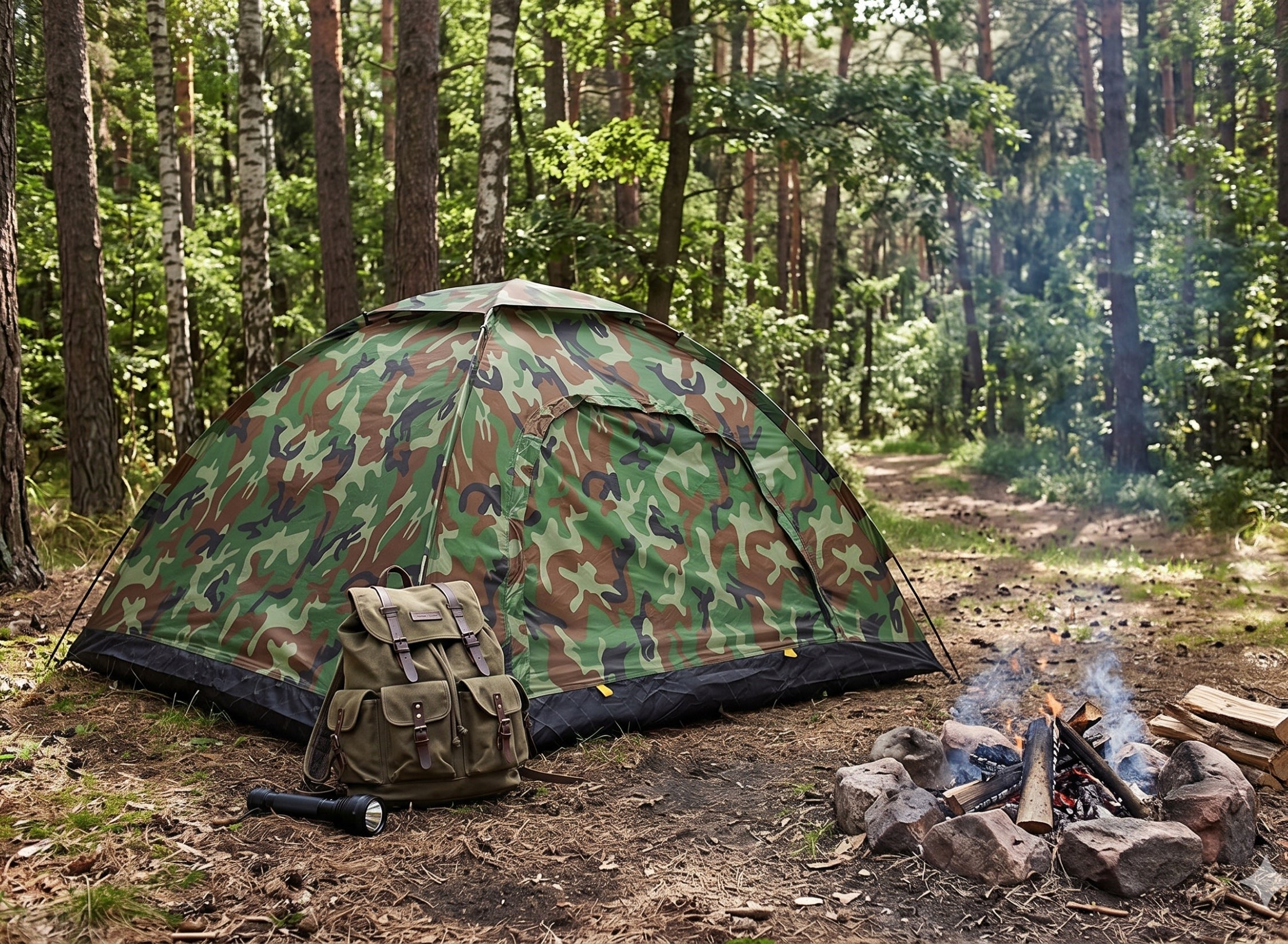 CAMPING TENT 2-PERSON SELF-FOLDING CAMO LARGE CAMOUFLAGE Packaging status original