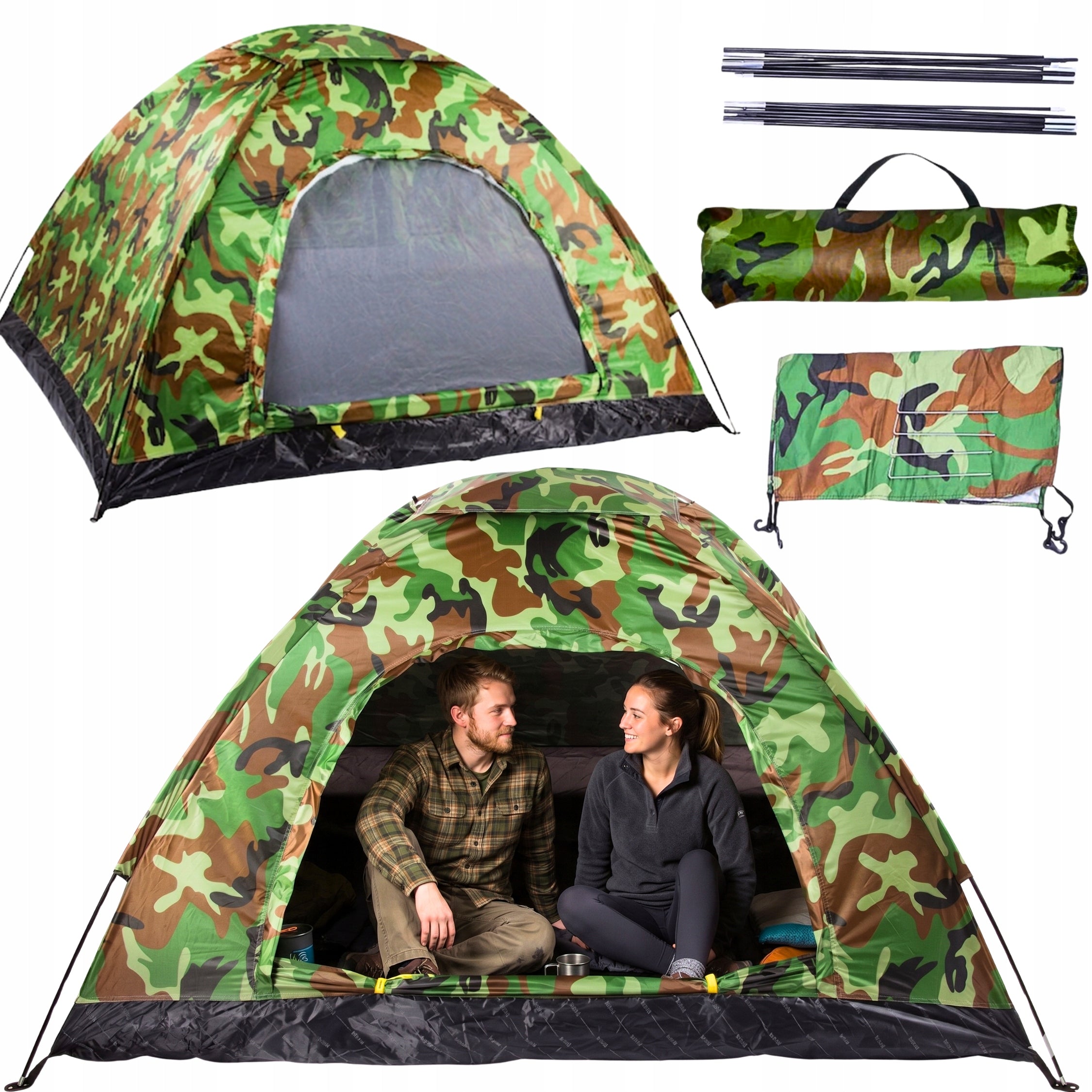 CAMPING TENT 2-PERSON SELF-FOLDING CAMO LARGE CAMOUFLAGE