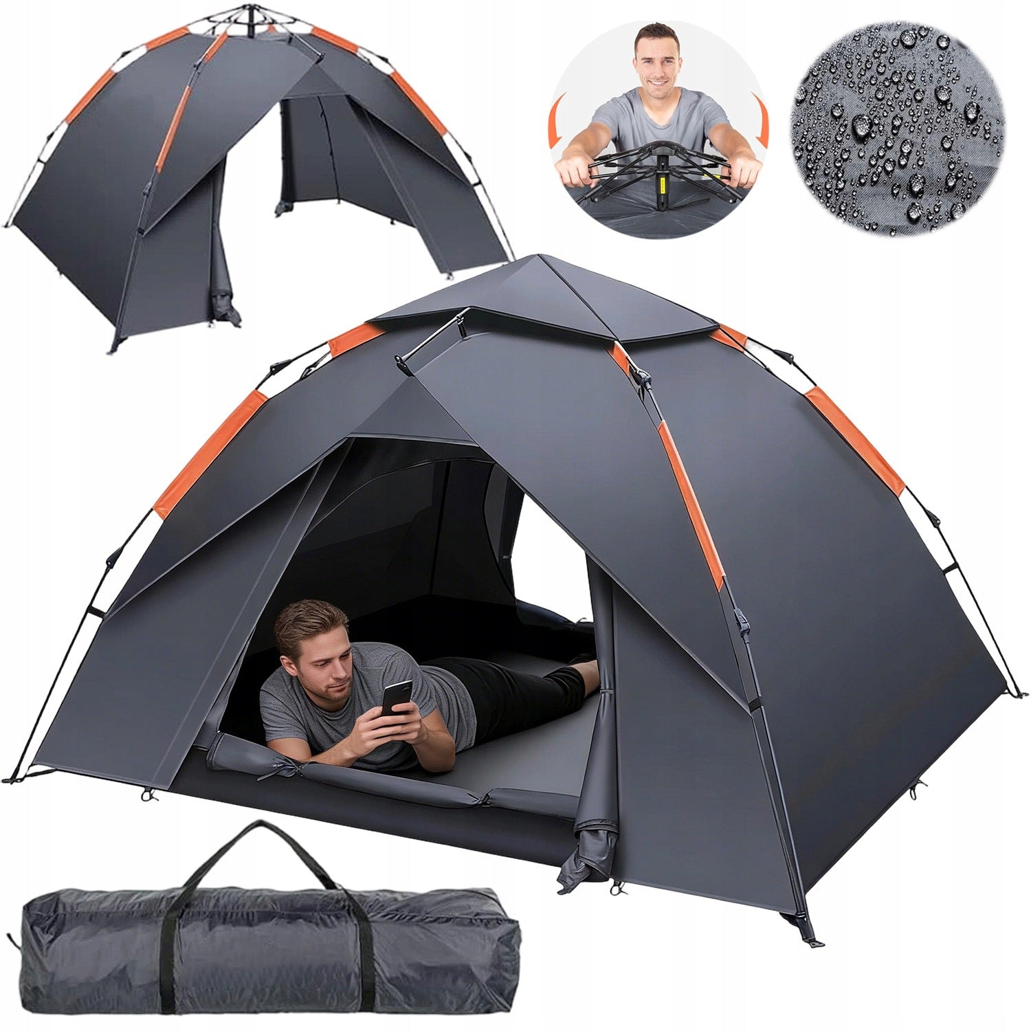 CAMPING TENT 2 PERSON WATERPROOF + DOUBLE LAYER COVER