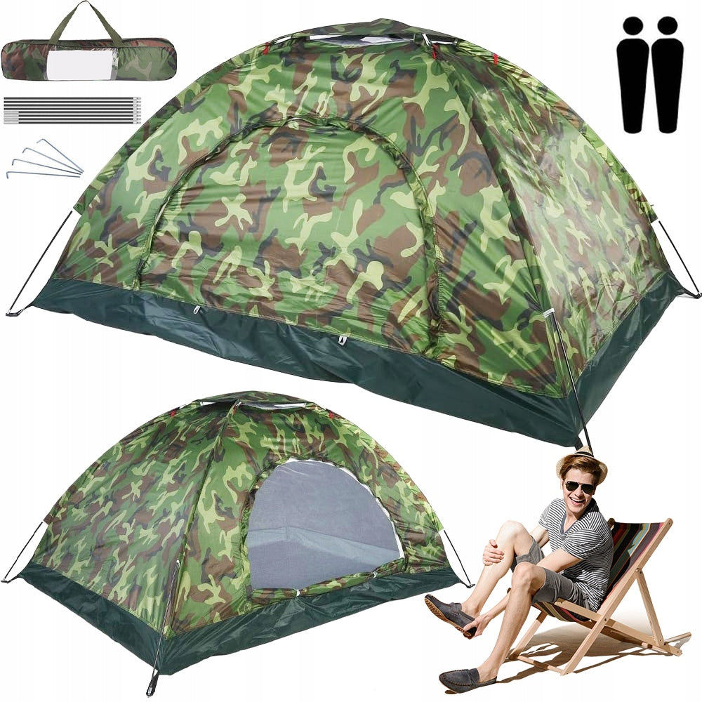 CAMPING TENT FOR 2 PEOPLE FOR HIKING, FOLDING FISHING Packaging status original