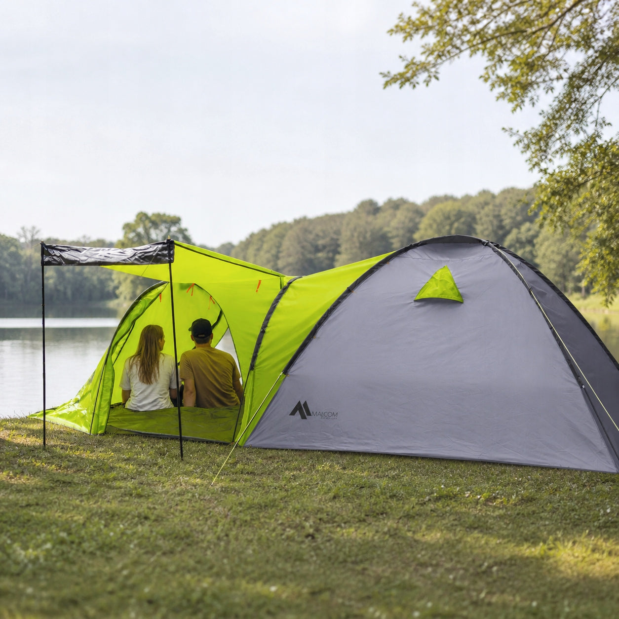 CAMPING TENT LARGE 4-PERSON IGLO 215x460cm WITH VESTIBULE Packaging status original