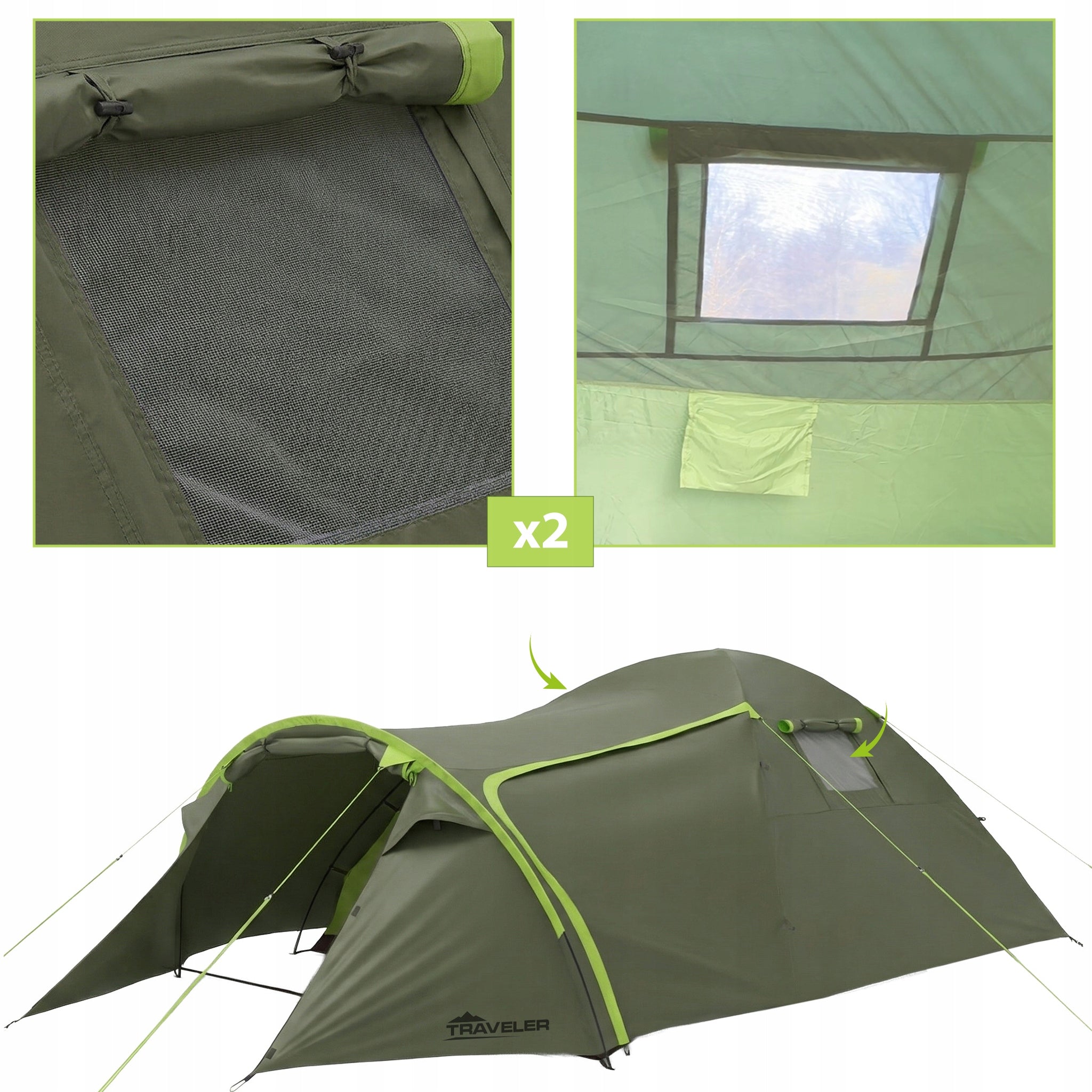 CAMPING TENT TOURIST 3 PERSON WATERPROOF LARGE VESTIBULE VAYOX Number of people 3