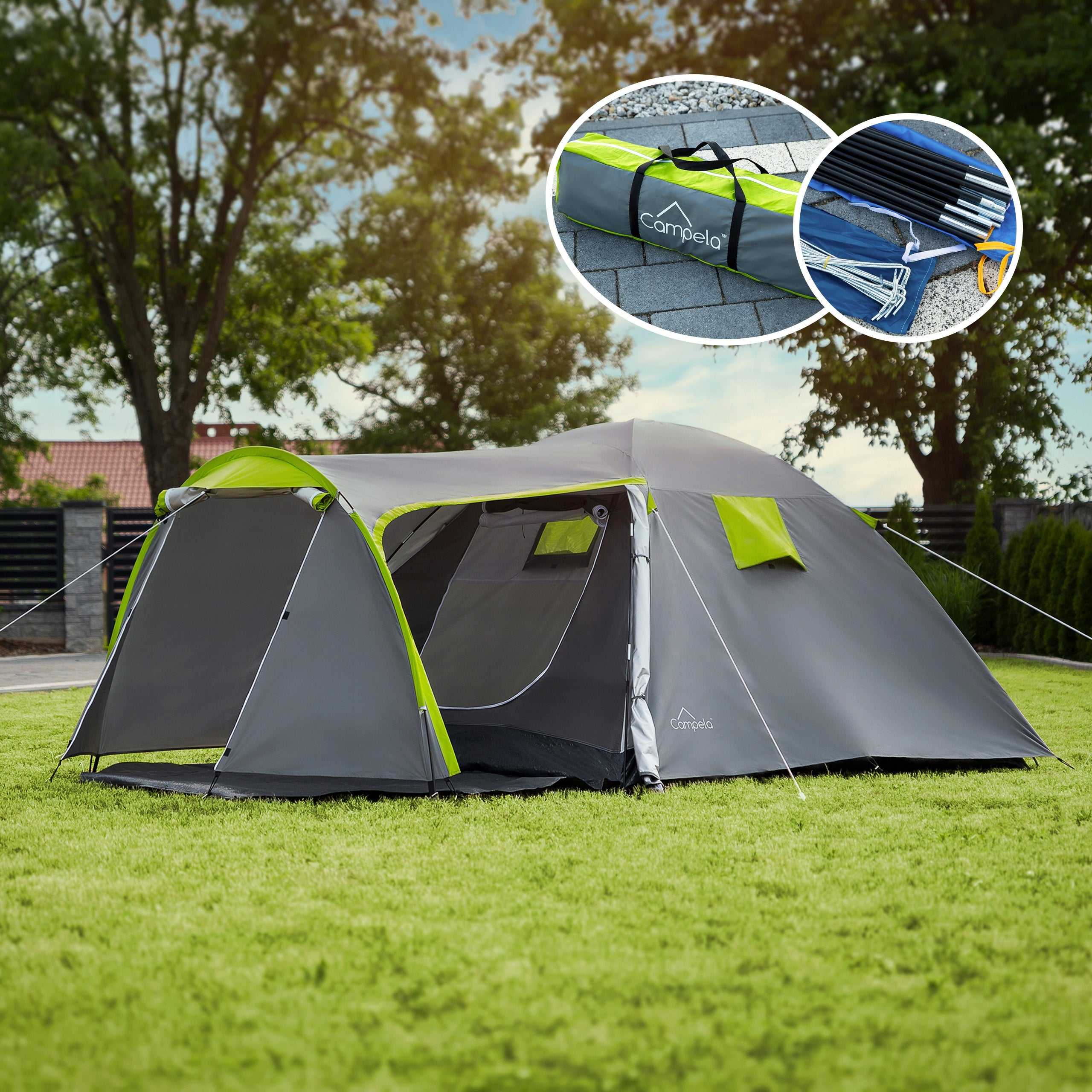 CAMPING TENT WATERPROOF 4 PERSON DURABLE LARGE LIGHT Packaging status original