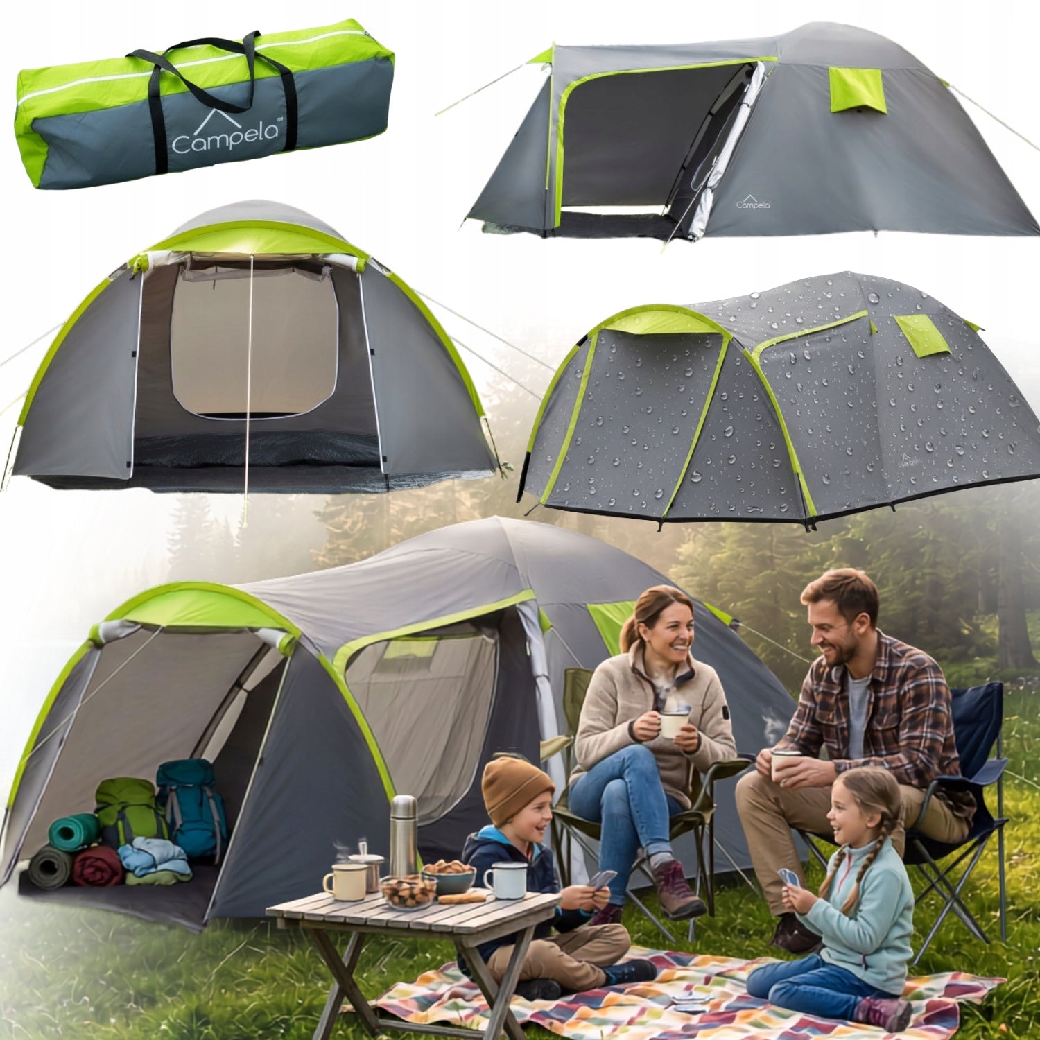 CAMPING TENT WATERPROOF 4 PERSON DURABLE LARGE LIGHT