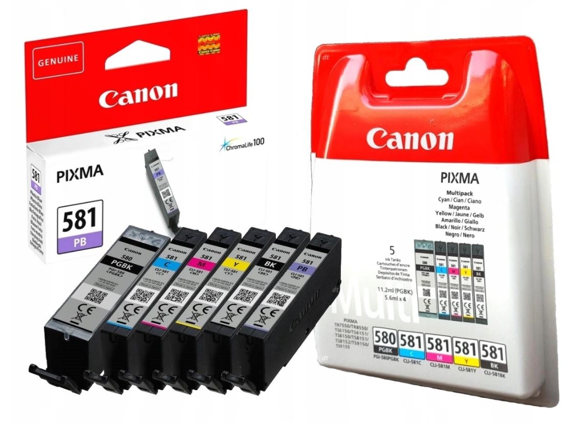 CANON PGI-580 CLI-581 CMYK + Photo Blue TS8350 TS9150 inks