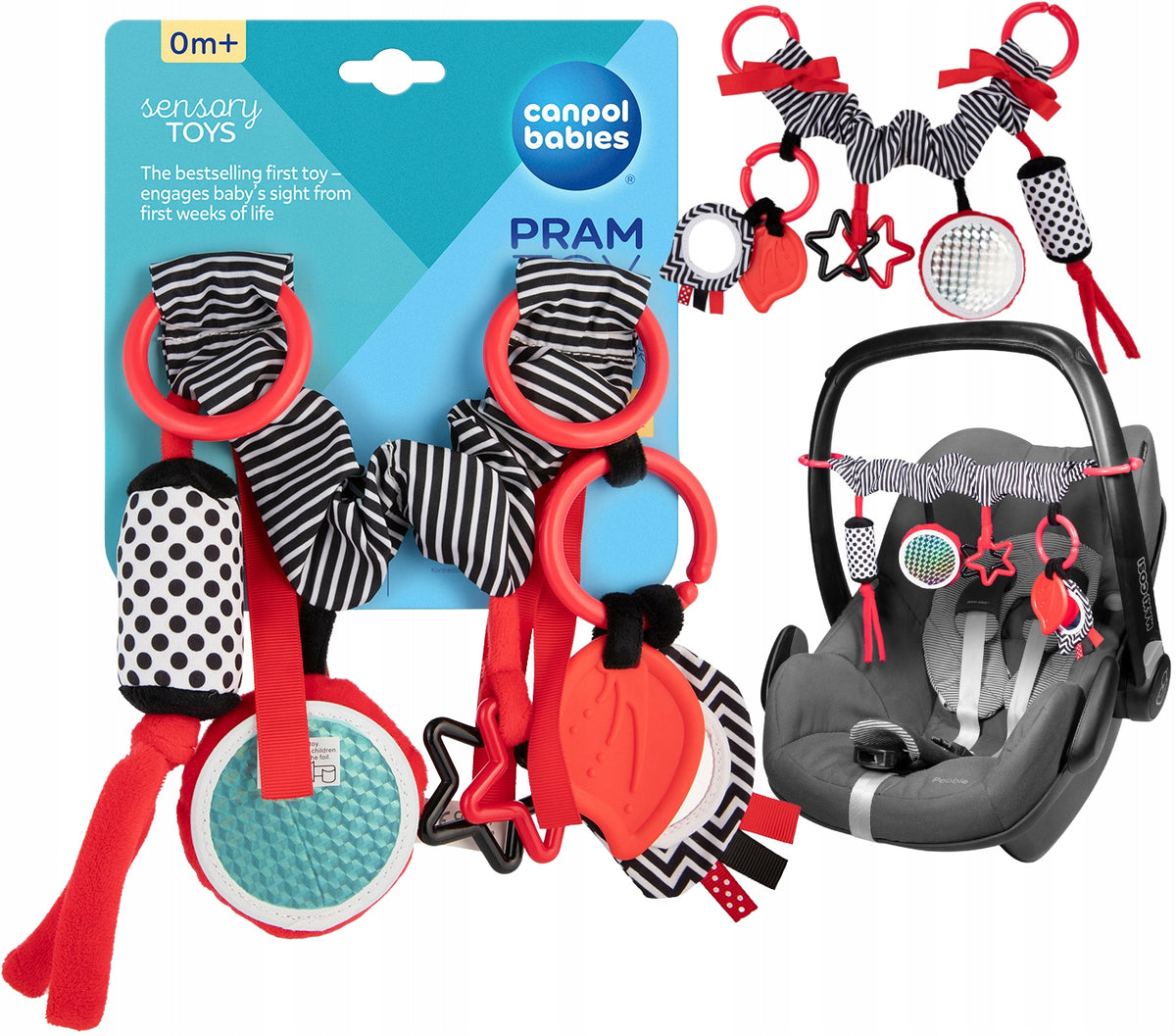 CANPOL PENDANT TOY CONTRAST SENSORY STROLLER CARRIER