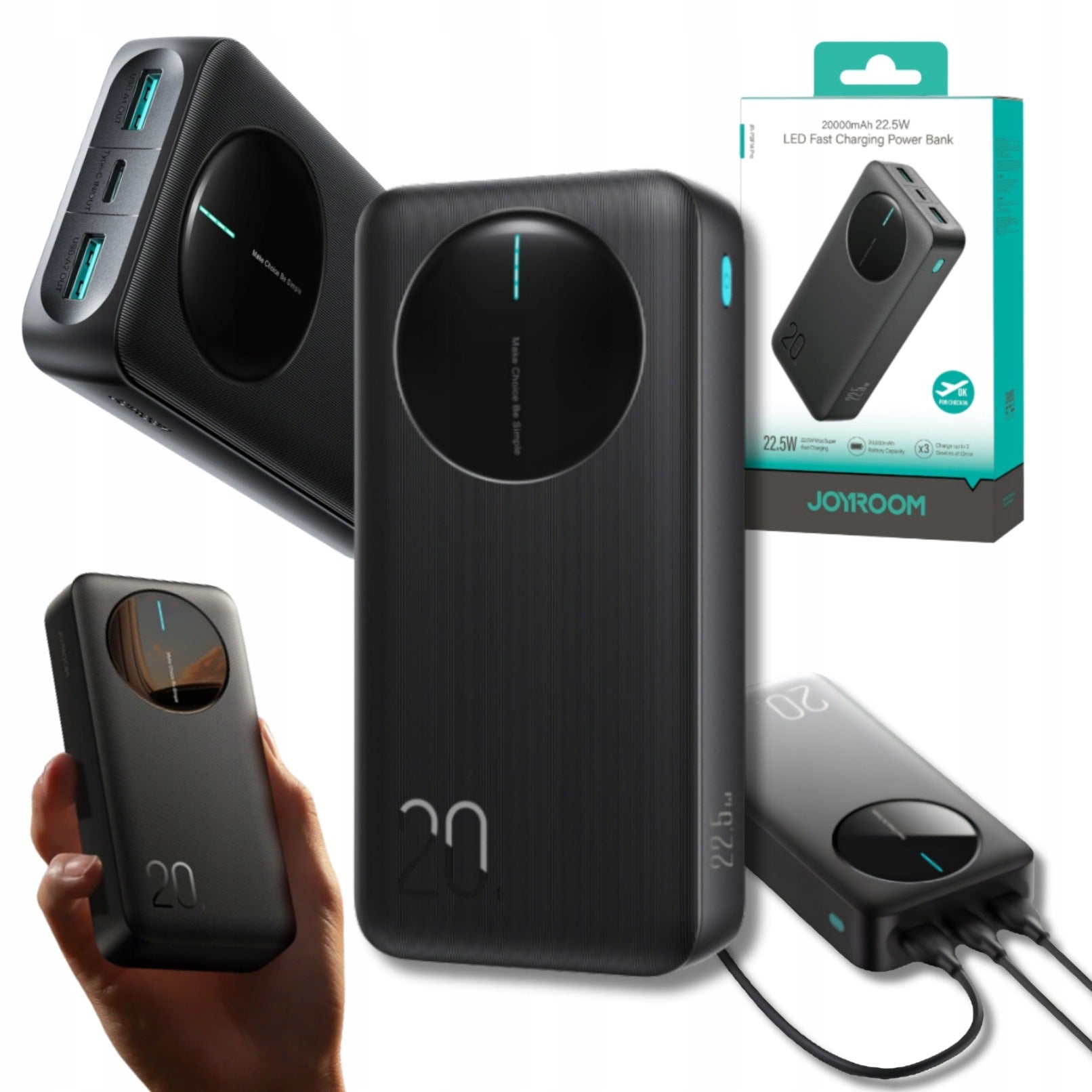 CAPACIOUS POWERBANK 20000mAh POWER BANK WITH CHARGING 22,5W LED USB-C USB-A