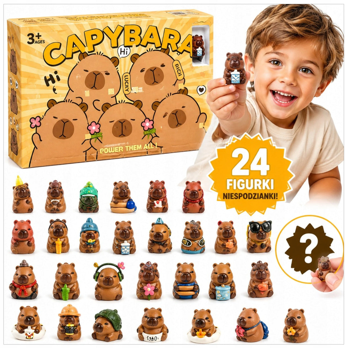 CAPYBARA FIGURINE 24 PIECES SET FIGURINES SURPRISE CAPYBARA COLLECTION Packaging status original