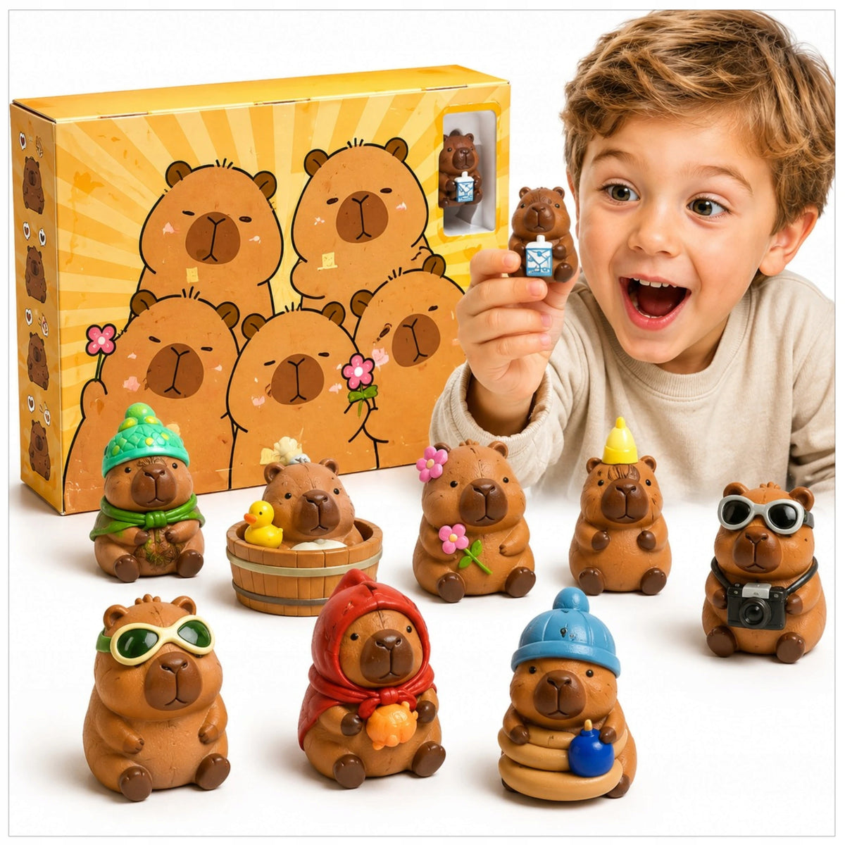 CAPYBARA FIGURINE 24 PIECES SET FIGURINES SURPRISE CAPYBARA COLLECTION