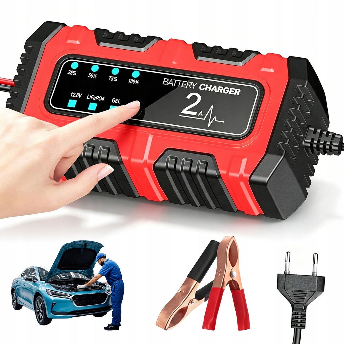 CAR BATTERY RECTIFIER AUTOMATIC CHARGER AGM 12V 2A