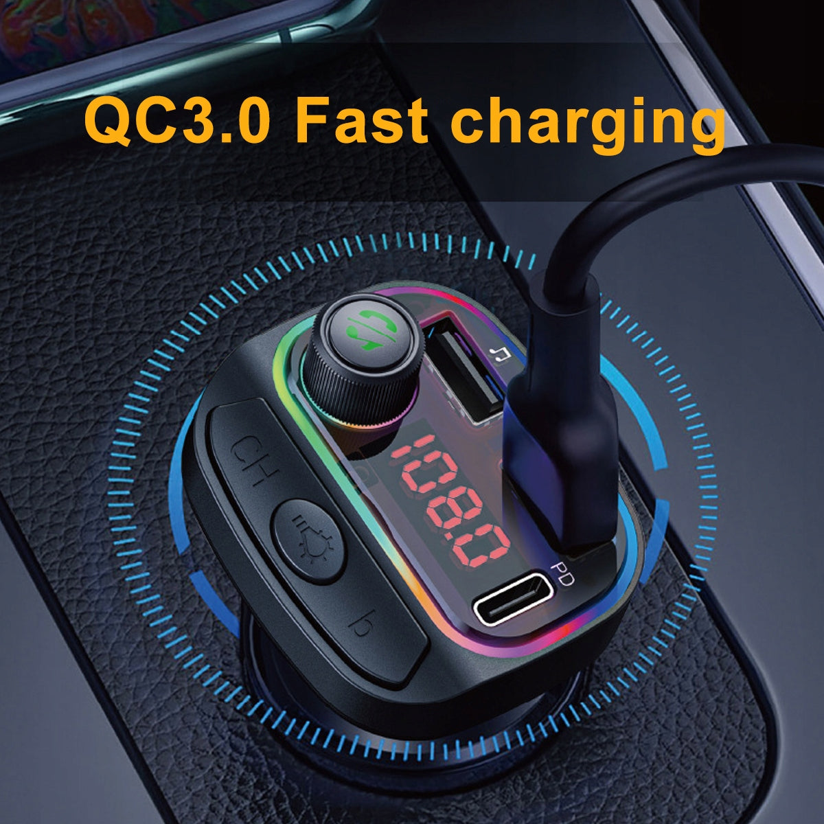 CAR BLUETOOTH FM TRANSMITTER 3x USB ADAPTER QC MP3 FAST CHARGER Brand Renew Force