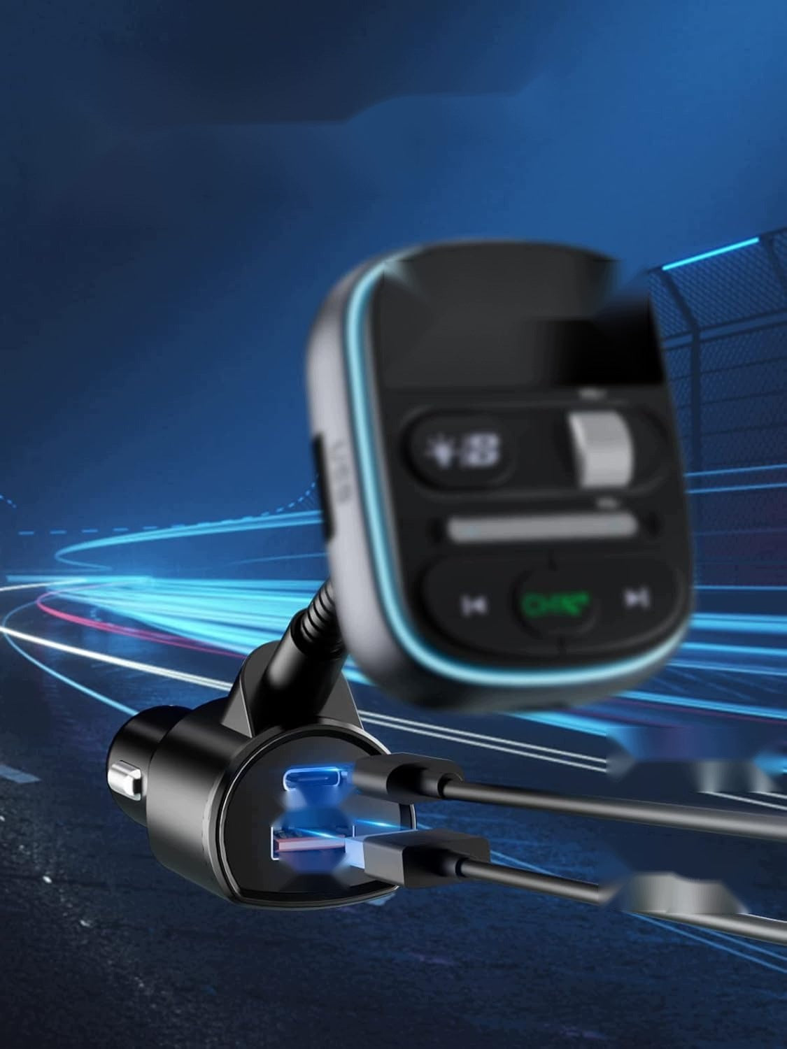 CAR BLUETOOTH FM TRANSMITTER WITH USB CHARGER PD QC MP3 PLAYER SD Brand no brand