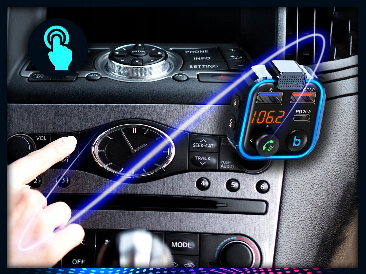 CAR BLUETOOTH TRANSMITTER FM 3.0A + 1.0A QC USB-C MP3 USB CHARGER Manufacturer code TRANSMITER BLUETOOTH FM SAMOCHODOWY INTMIX 01
