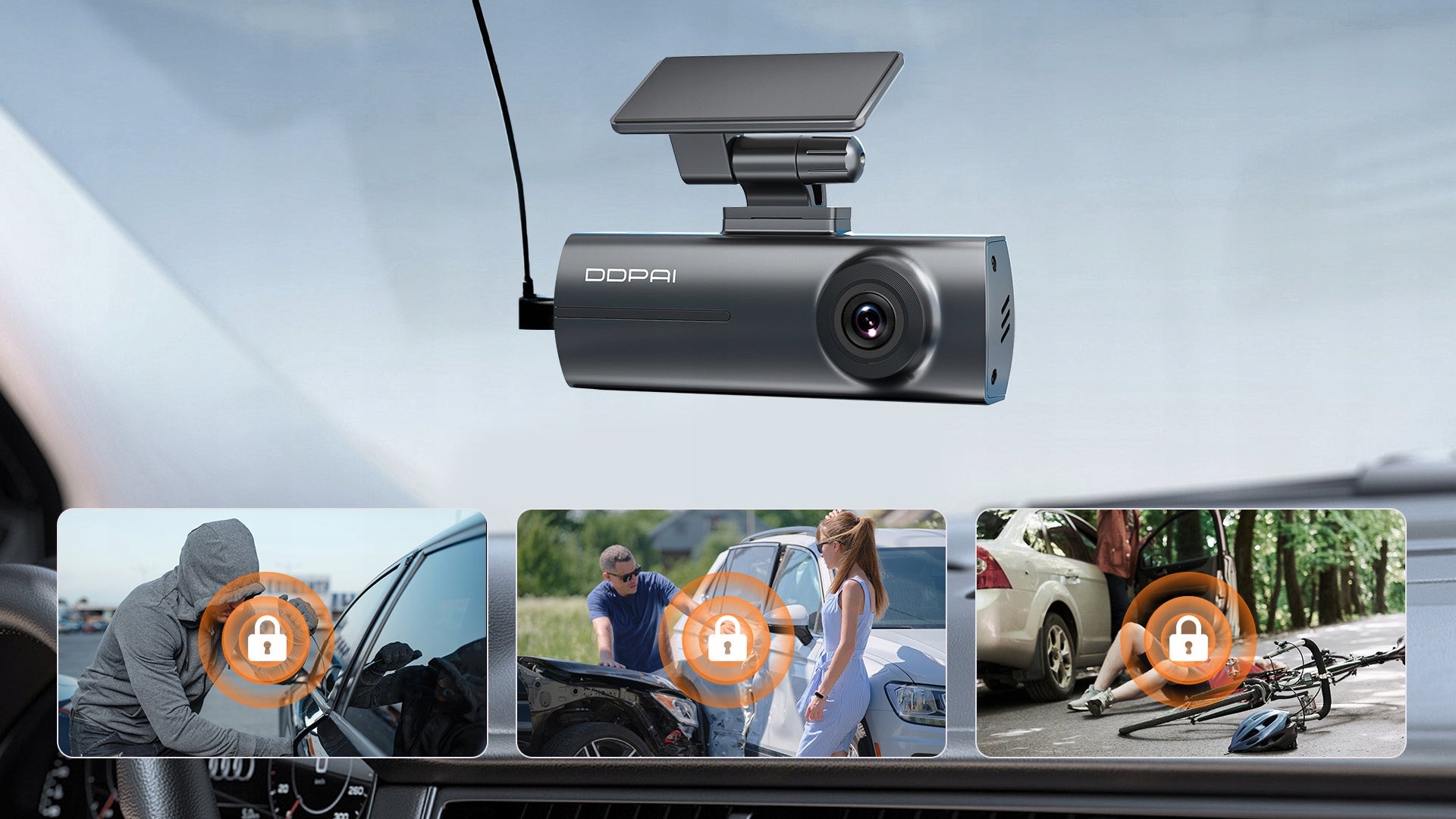 CAR CAMERA DDPAI N1 Dual VIDEO RECORDER + REAR + HARDWIRE KIT Viewing angle 135°