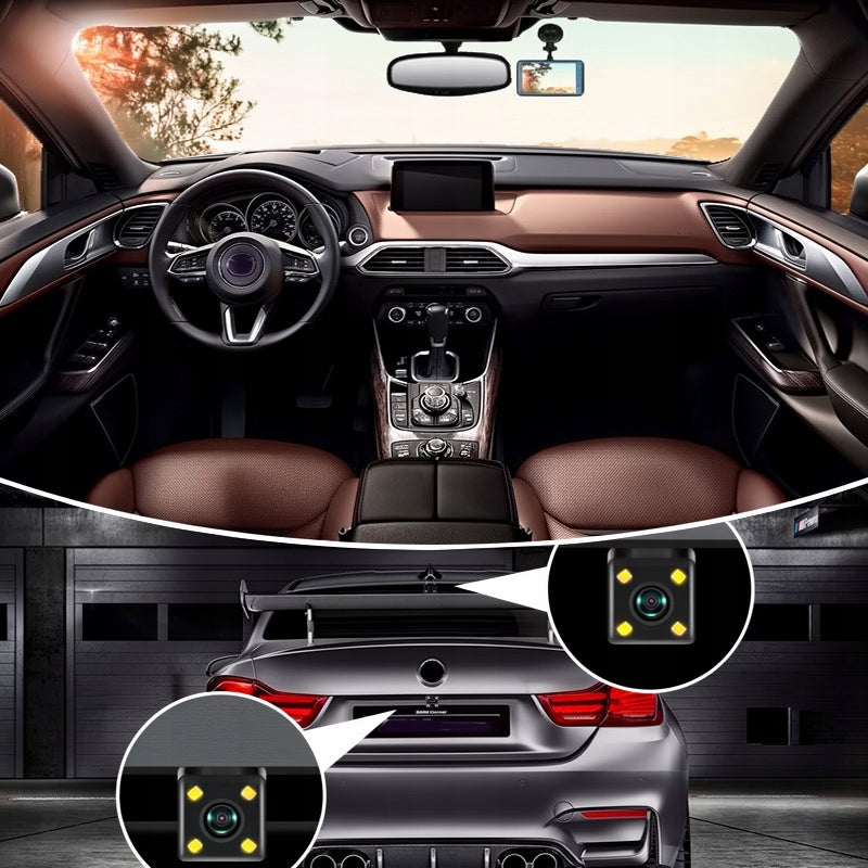 CAR CAMERA DRIVING VIDEO RECORDER FRONT REAR FULL HD REVERSING CAMERA Memory card included 64 GB