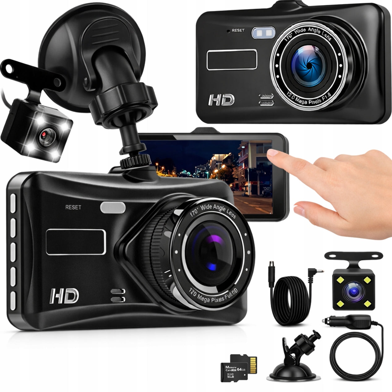 CAR CAMERA DRIVING VIDEO RECORDER FRONT REAR FULL HD REVERSING CAMERA