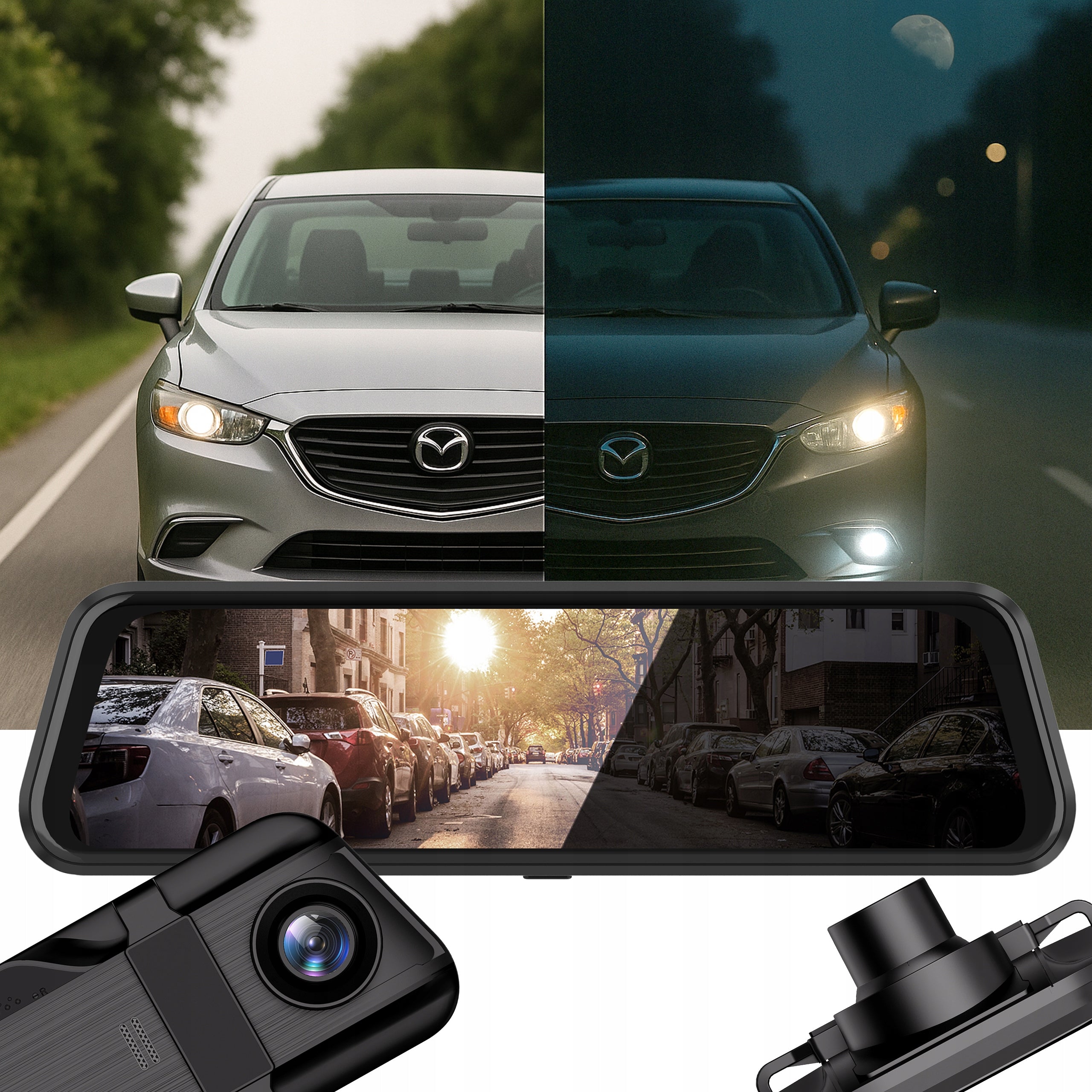 CAR CAMERA FULL HD VIDEO RECORDER MIRROR 10" REVERSING FRONT REAR Brand Blow