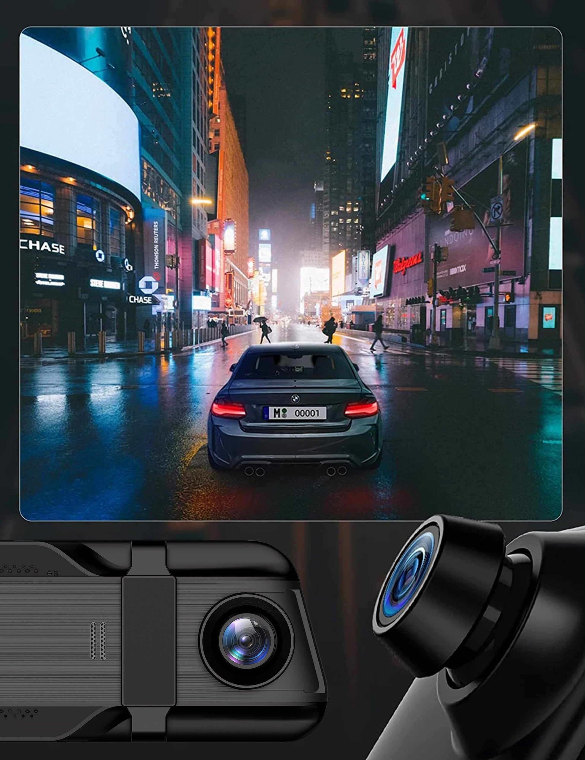 CAR CAMERA FULL HD VIDEO RECORDER MIRROR 10" REVERSING FRONT REAR Recording quality Full HD (1920 x 1080)