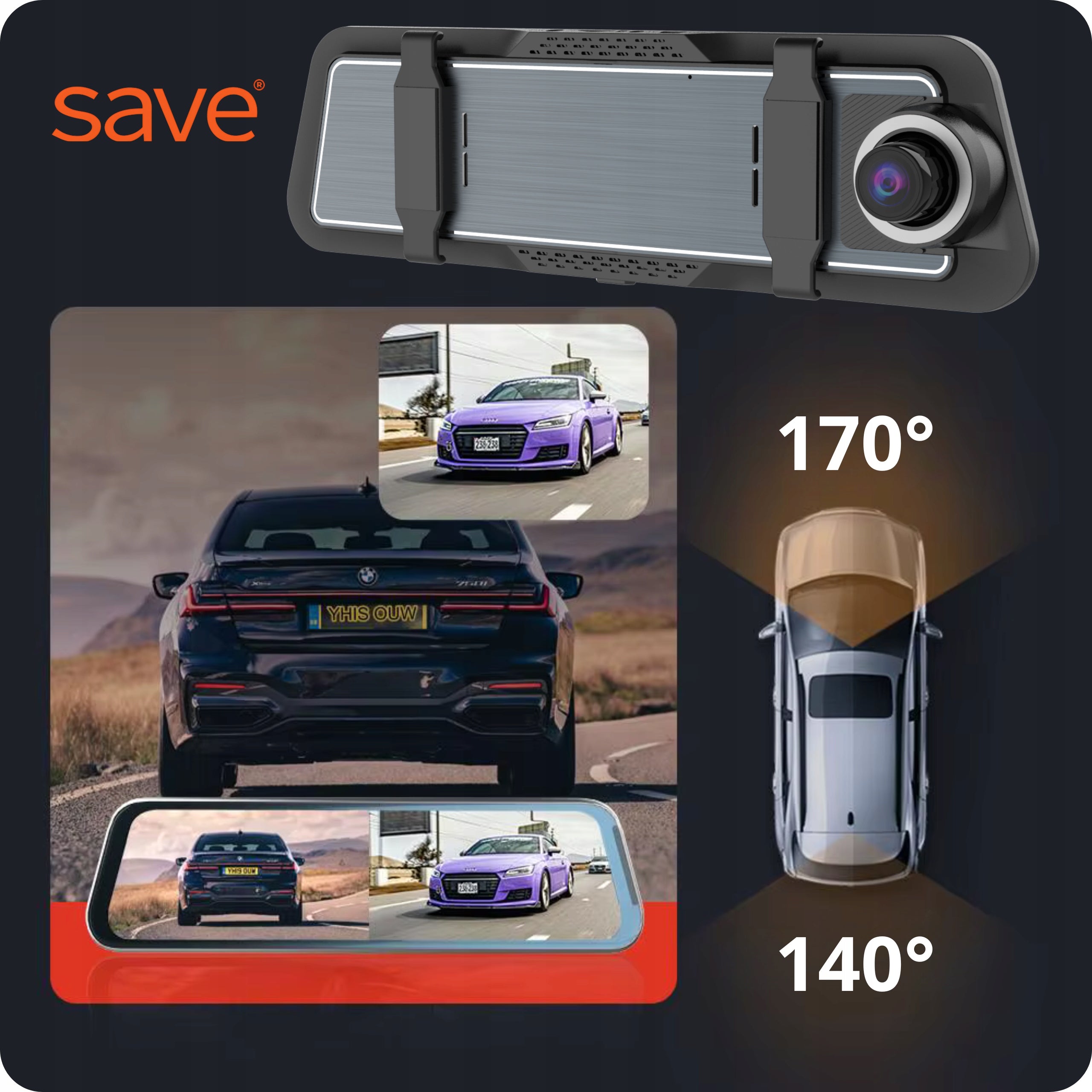 CAR CAMERA VIDEO RECORDER 4K 2K SONY MIRROR DRIVING RECORDER Brand Save