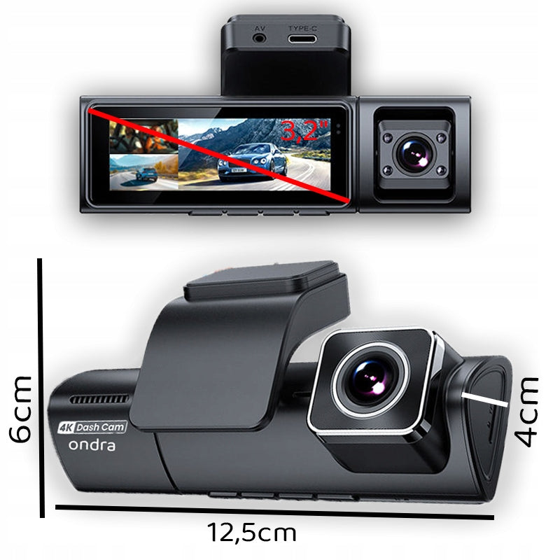 CAR CAMERA VIDEO RECORDER 4K UHD 3CAMERAS GPS WI-FI REVERSING CAMERA Brand Ondra