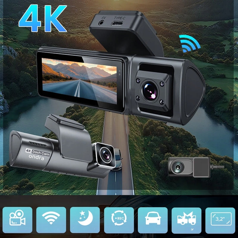 CAR CAMERA VIDEO RECORDER 4K UHD 3CAMERAS GPS WI-FI REVERSING CAMERA Model XR170