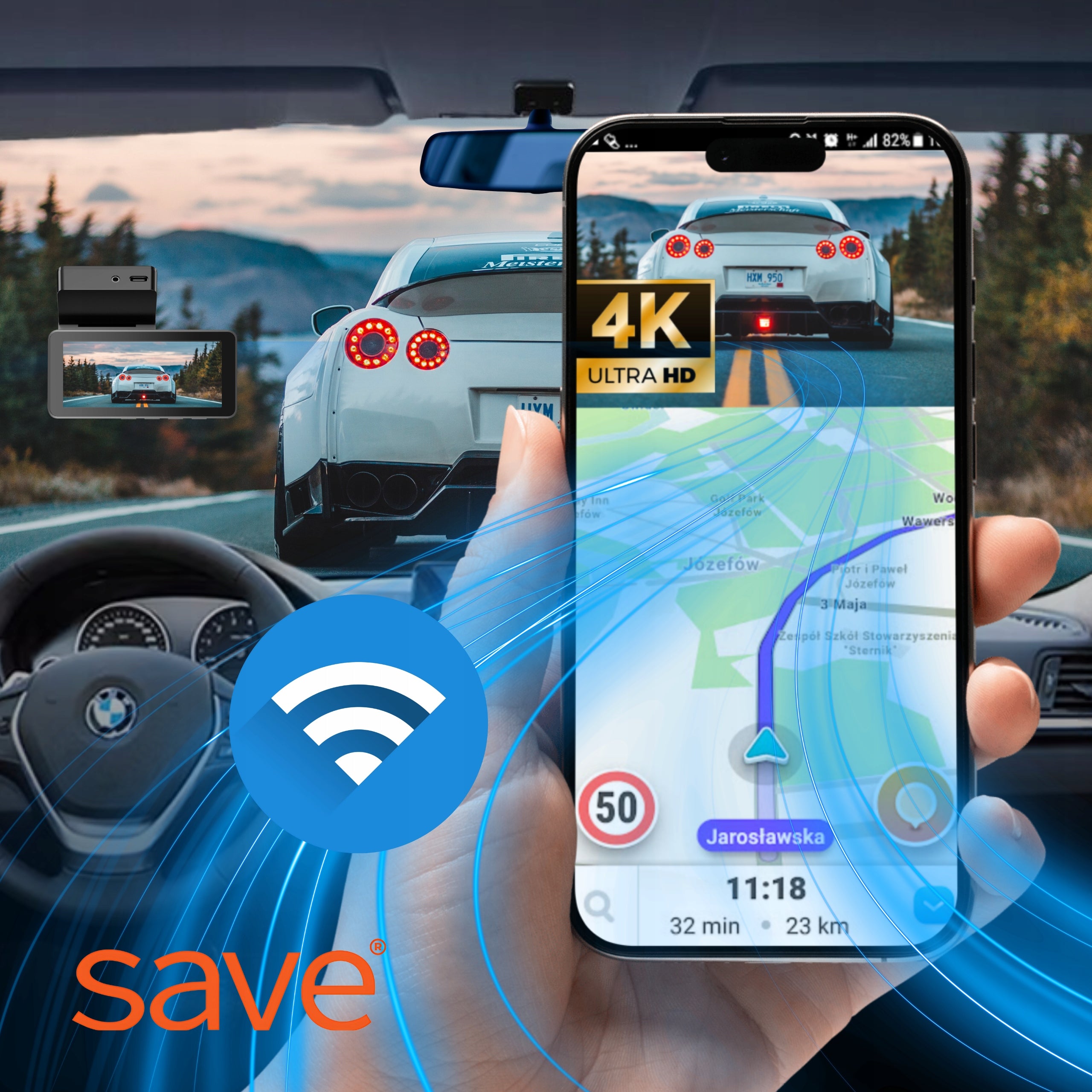 CAR CAMERA VIDEO RECORDER REVERSING CAMERA 4K FRONT 2K REAR MENU PL Brand Save