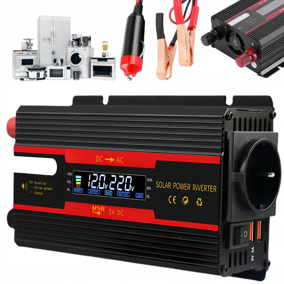 CAR CONVERTER 12V 24V 220V 2000W VOLTAGE INVERTER 2X USB LCD