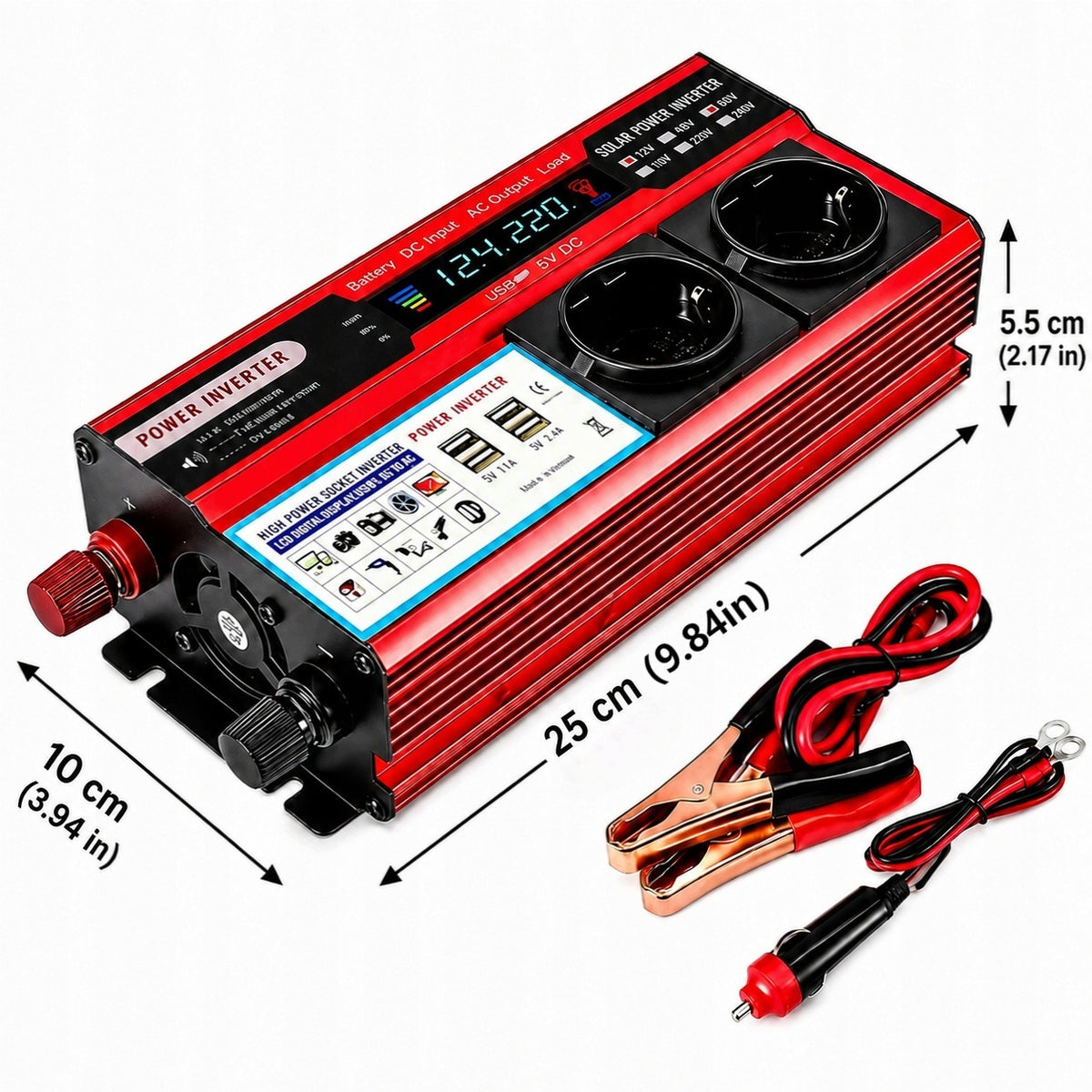 CAR CONVERTER 2000W|12V|2x 220V|4x USB|LCD|CLEAN SINE INVERTER Brand no brand