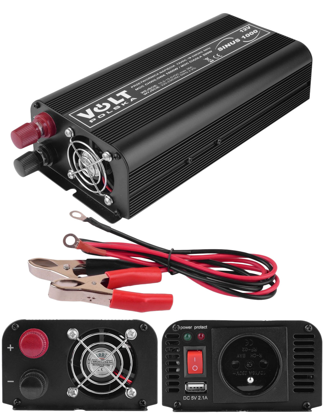 CAR CONVERTER FULL SINE VOLT POLSKA 12V 500W 1000W + USB AUTO