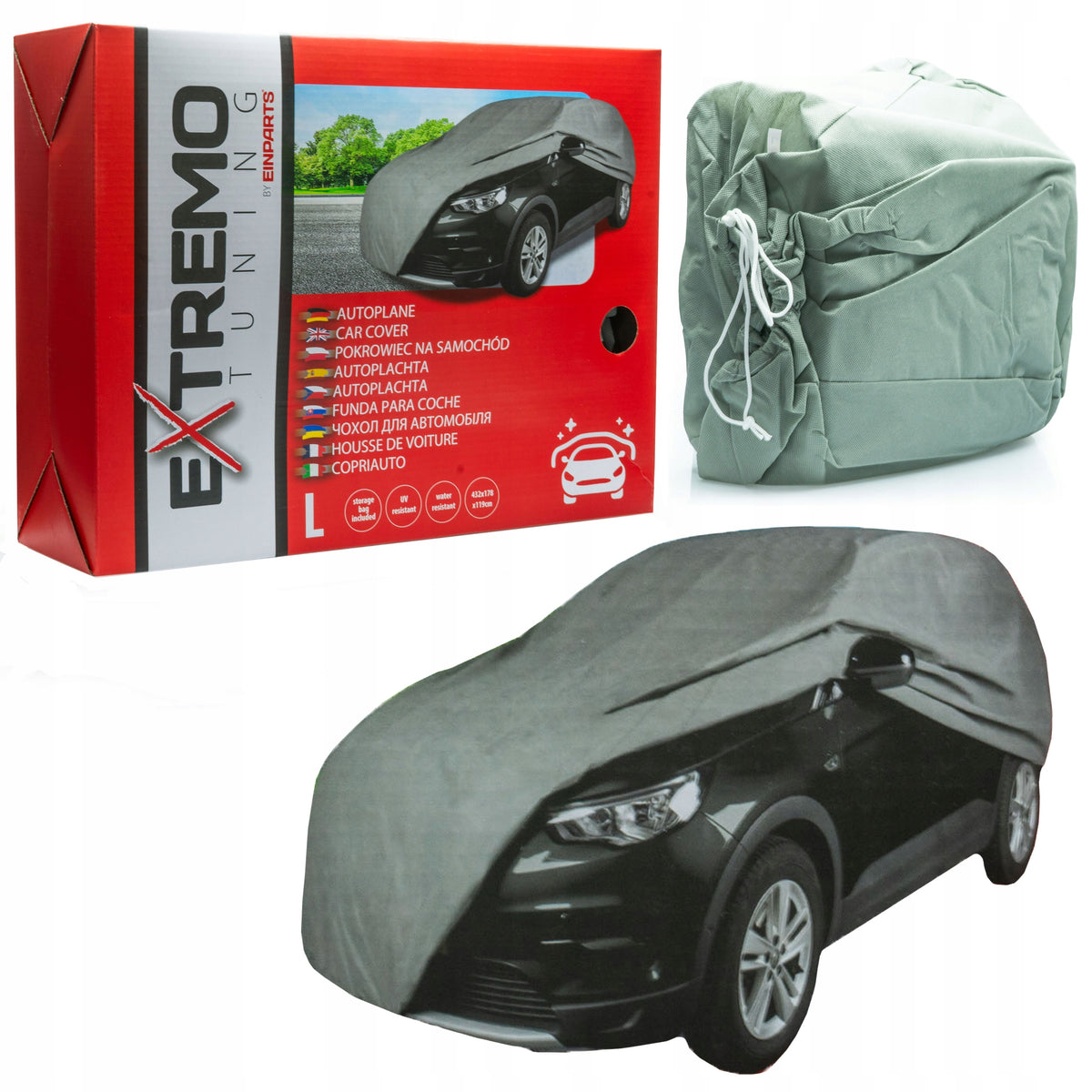 CAR COVER WATERPROOF L 432 cm YEAR-ROUND PROTECTIVE TARPAULIN