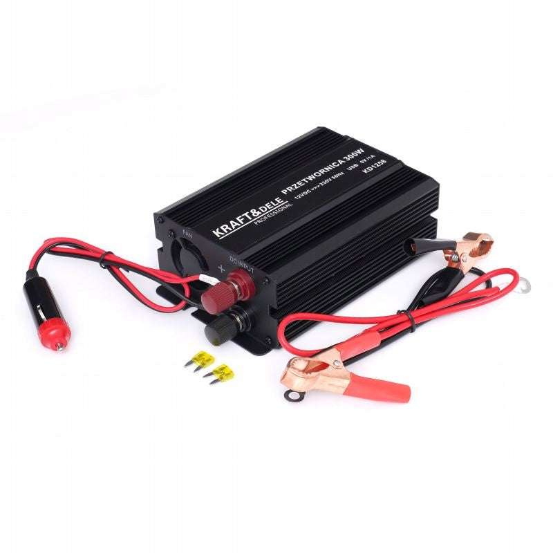 CAR CURRENT CONVERTER ADJUSTED SINE WAVE 12V 230V 300W CABLES