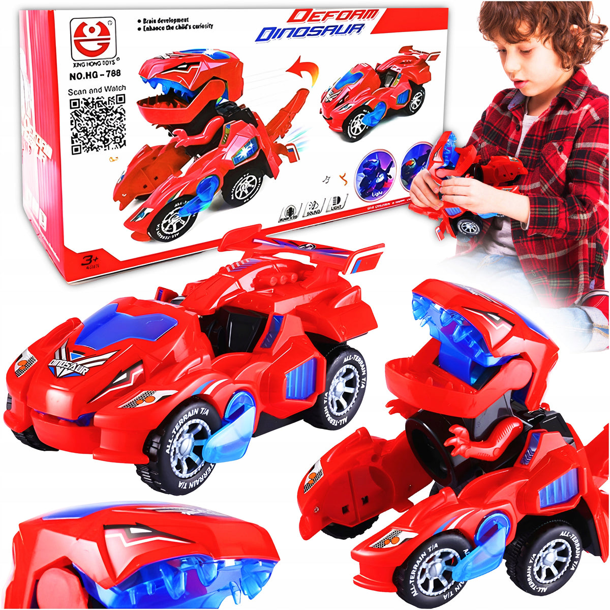CAR DINOSAUR ROBOT RIDES GAME LIGHTS CAR AUTO TOY FOR KIDS