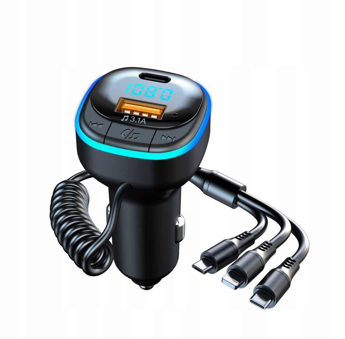 CAR FM TRANSMITTER BLUETOOTH 5.0 CHARGER 3in1 USB-C MICRO LIGHTNING EAN (GTIN) 5907771303772