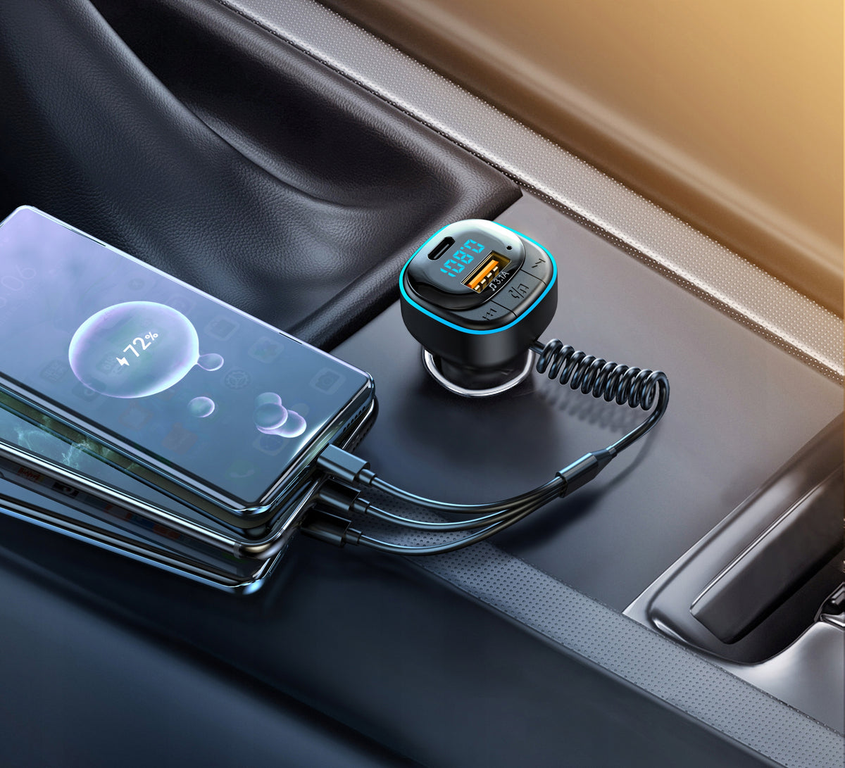 CAR FM TRANSMITTER BLUETOOTH 5.0 CHARGER 3in1 USB-C MICRO LIGHTNING Manufacturer code C31