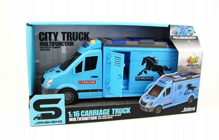CAR FOR TRANSPORTING HORSES LIGHT SOUND FIGURINE HORSE Packaging status original