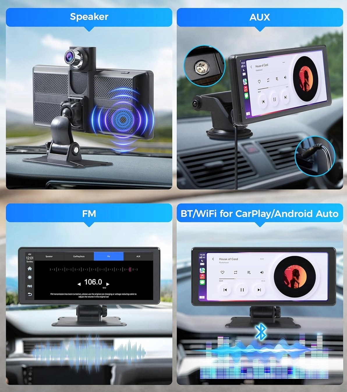 CAR MONITOR ANDROID CARPLAY AUTO REVERSING CAMERA 10" POLISH MENU Manufacturer code RADIO 64GB MP3 DO AUX KAMERA APPLE CAR PLAY 2
