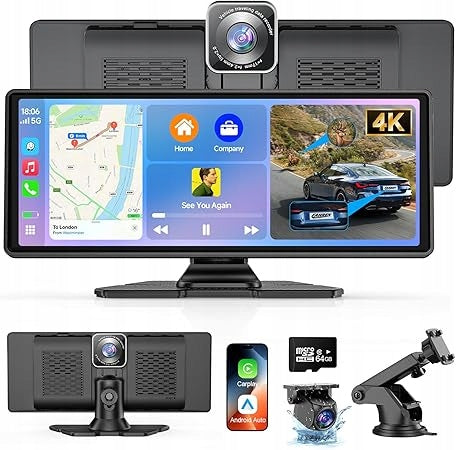 CAR MONITOR ANDROID CARPLAY AUTO REVERSING CAMERA 10" POLISH MENU