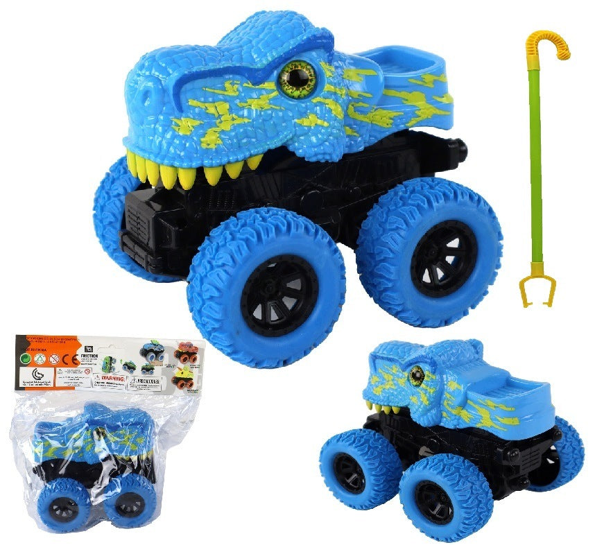 CAR OFF-ROAD VEHICLE PUSHER DINOSAUR TYRANNOSAURUS REX RUBBER WHEELS BLUE