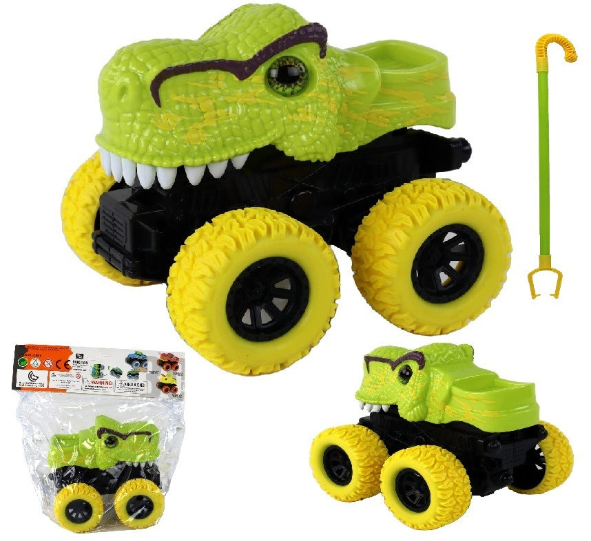 CAR OFF-ROAD VEHICLE PUSHER DINOSAUR TYRANNOSAURUS REX RUBBER WHEELS GREEN