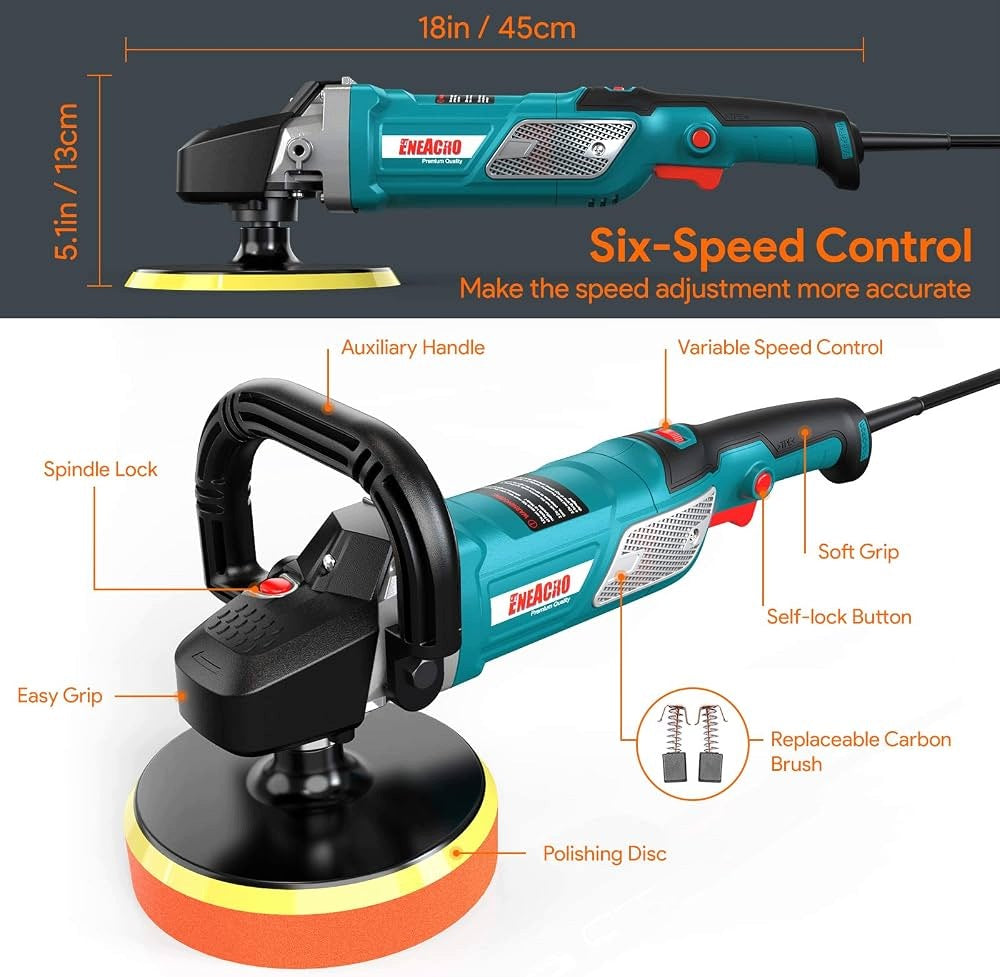 CAR POLISHER 1500W ECCENTRIC OSCILLATING + SPONGES +PADS 1500W Brand no brand