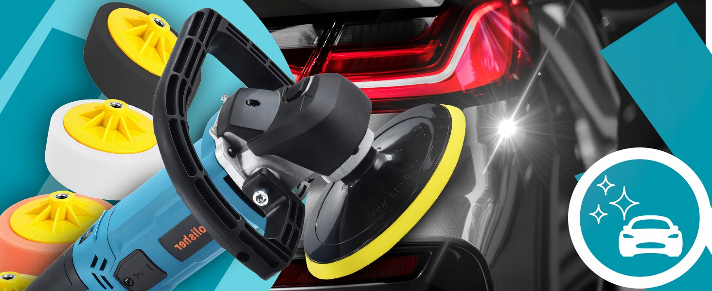 CAR POLISHER 2900W STRONG ROTARY + DISC + POLISHING SPONGES 150mm Brand RETOO