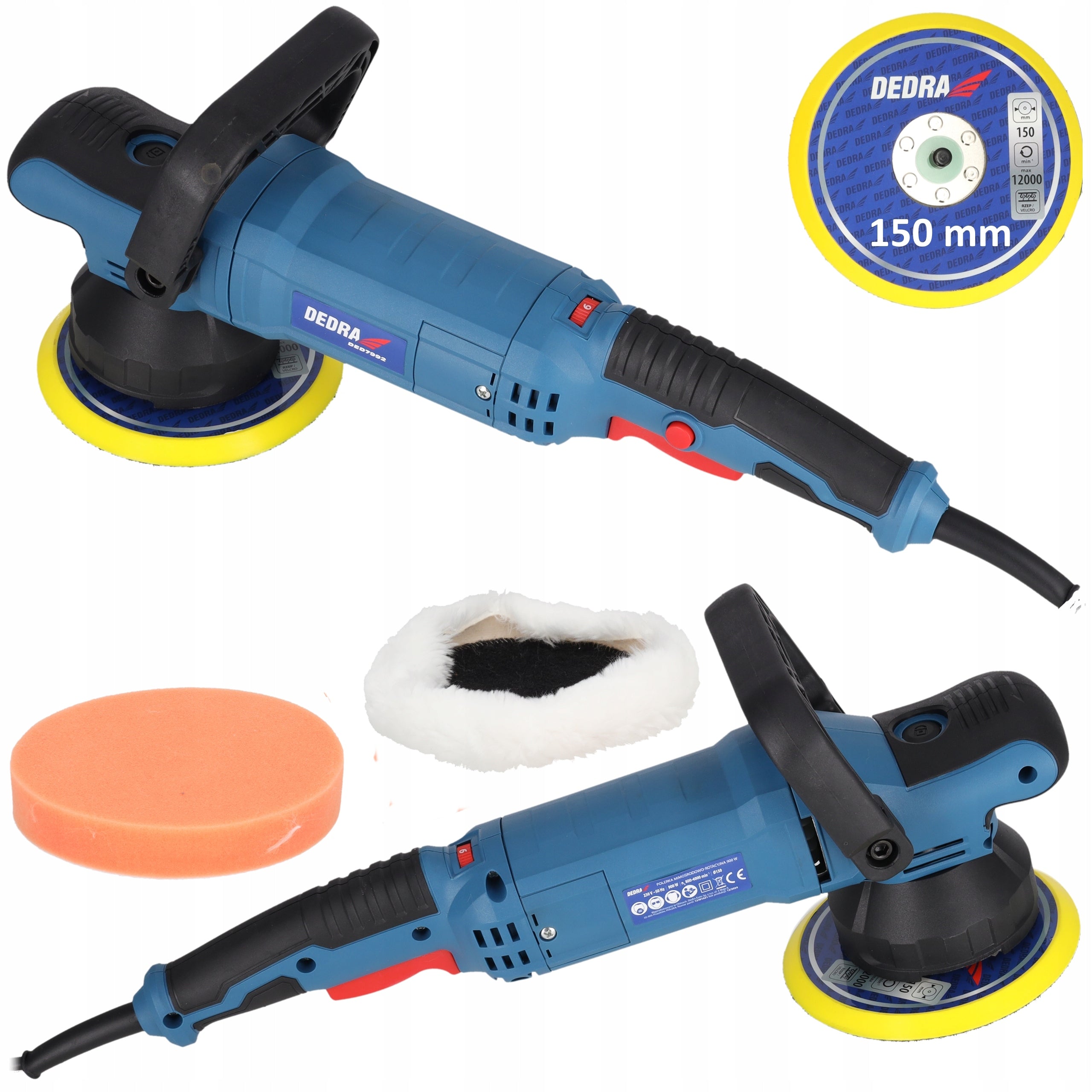 CAR POLISHER DEDRA Dual Action Polishing Machine 150mm 900W Stroke 15mm